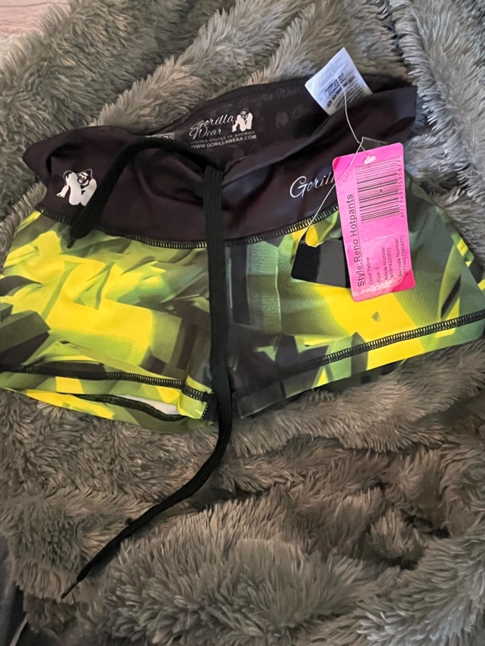 Gorilla Wear Neon Yellow-Green Camo Workout Shorts